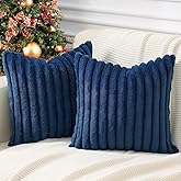 Pallene Faux Fur Plush Throw Pillow Covers 18x18 Set of 2 - Luxury Soft Fluffy Striped Decorative Pillow Covers for Sofa, Cou