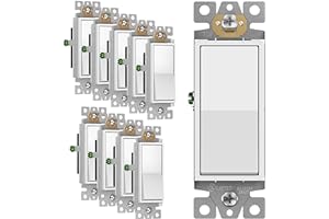 ENERLITES Decorator Paddle Rocker Light Switch, Gloss Finish, Single Pole, 3 Wire, Grounding Screw, Residential Grade, 15A 12