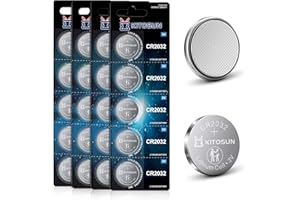 Kitosun CR2032 Batteries 3V Lithium Cell - Premium Coin Button Lithium Batteries for Car Key Fob Remote LED Light Candles Glu