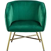Yaheetech Living Room Chair, Modern Accent Chair, Soft Velvet Barrel Chair with Golden Metal Legs and Soft Padded for Living 