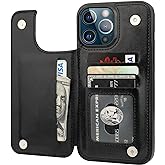 ONETOP Compatible with iPhone 13 Pro Max Wallet Case with Card Holder,PU Leather Kickstand Card Slots Case, Double Magnetic C