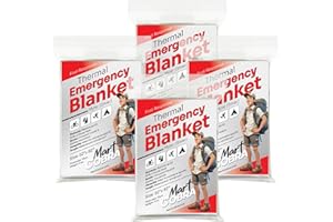 Mart Cobra Emergency Blanket 4-Pack Emergency Survival Blanket Survival Gear & Camping Supplies Thermal Blankets Reusable Myl