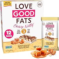 Love Good Fats Keto Protein Snack Bars - Chewy Nutty Salted Caramel with Almonds and White Chocolate - 13g Good Fats, 8g Prot