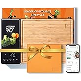 4T7 Smart Meal Prep System, Smart Cutting Board Set, Bamboo and Wheat Straw Chopping Boards, Weigh, Timer, App Calorie Counte