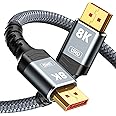 Capshi Cabo DisplayPort 8K 4K, cabo DP de 2 m 1,4 [certificado VESA, 8K@60Hz, 4K@144Hz, 2K@240Hz], cabo de porta de exibição 