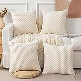 UGASA Soft Corduroy Pillow Covers Pack of 4 Boho Stripe Decorative Pillow Covers Pillowcases 16x16 Inch Home Decor Modern Far