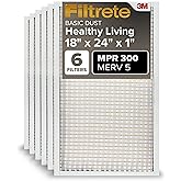 Filtrete 18x24x1 AC Furnace Air Filter, MERV 5, MPR 300, Capture Unwanted Particles, 3-Month Pleated 1-Inch Electrostatic Air