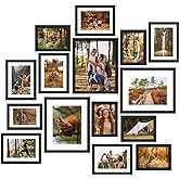Fixwal Picture Frames Set, 15 Pack Black Picture Frames Collage Wall Decor for Assorted Photos, Three 8x10, Six 5x7, Six 4x6 