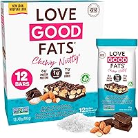 Love Good Fats Plant-Based Keto Protein Snack Bars - Dark Chocolate Sea Salt and Almonds - 13g Good Fats, 8g Protein, 3g Net 