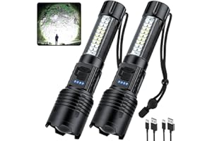 Alicegirl Rechargeable Flashlights High Lumens 2 Pack, 990000 Lumen Bright LED Flashlight with 7 Lighting Modes, IPX7 Waterpr