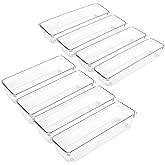 LotFancy Clear Drawer Organizers, 8 Pack, 9.2''×3''×2'' Plastic Storage Tray for Utensil, Cutlery in Kitchen, Bathroom, Cabin