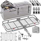 Mockins 60"x20"x6" Folding Trailer Hitch Cargo Carrier Rack 500 Lbs Cap| Vehicle Soft-Shell Carriers w/Waterproof Truck Bed C