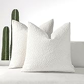 ROMANDECO Boucle Decorative Throw Pillow Covers for Couch Set of 2, 18x18 inches, White