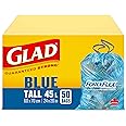 Glad Blue Recycling Bags - Tall 45 Litres - ForceFlex, Drawstring, 50 Trash Bags, Made in Canada of Global Components
