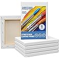 FIXSMITH Stretched White Blank Canvas- 5x7 Inch,6 Pack,Primed,100% Cotton,5/8 Inch Profile of Economy Value Pack for Acrylics