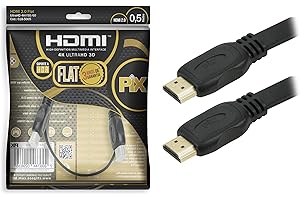 PIX Cabo HDMI Flat 2.0 HDR 19 Pinos 4K - Polybag, 50 Centímetros