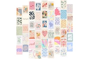 Danish Pastel Room Decor Aesthetic, 50pcs, Wall Decor Posters for Bedroom, Wall Collage Kit Aesthetic Pictures for Dorm Decor