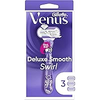 Gillette Venus Deluxe Smooth Swirl Womens Razor Handle + 3 Blade Refills