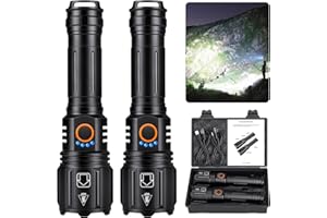 AURASEASON LED Flashlights High Lumens Rechargeable, 2 Pack 990,000 Lumen Super Bright Flashlights with 5 Modes, IPX7 Waterpr