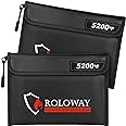 ROLOWAY Fireproof Bag (9.6 x 6.6 inches) 5200°F Heat Insulated, Fireproof Money Bag with Zipper for Cash, Fireproof Safe Bank