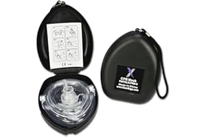 Lightning X Premium CPR Mask Face Shield w/Valve & Tactical Black Hard Case