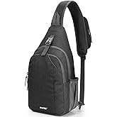 G4Free Sling Bag RFID Blocking Sling Backpack Crossbody Chest Bag Daypack for Hiking Travel(Black)