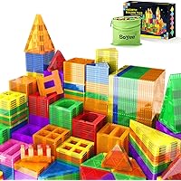 Compatible Magnetic Tiles Building Blocks - 102pcs Advanced Set, STEM Toys for 3+ Year Old Boys and Girls Learning by Playing