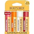 Burt's Bees Lip Balm - Pink Grapefruit, Mango, Coconut & Pear, and Pomegranate Pack, Lip Moisturizer With Beeswax, Tint-Free,