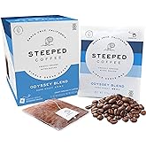 Steeped Coffee Tea Bags - Single Serve Coffee Pouches - Eco-Friendly, Hand Roasted & Freshly Ground - Brewed in Minutes, Just