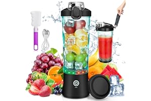 Handzee Portable Blender for Smoothies and Shakes, USB-C Rechargeable, Includes Lid and 6 Stainless Steel Blades, 20oz, BPA-F