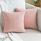 MIULEE Pack of 2 Corduroy Pillow Covers 12 x 12 Inch Soft Decorative Square Throw Pillow Covers Pink Pillowcases for Spring C