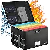 JALIELL Upgraded File Box with Lock, Fireproof Document File Organizer Box with Water-Resistant Zipper & Adjustable Handle, C