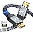 Highwings 8K 10K 4K HDMI Cable 48Gbps 6.6FT/2M, Certified Ultra High Speed HDMI Cable Braided Cord-4K@120Hz 8K@60Hz, DTS:X, H