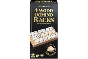 Spin Master Games, Wooden Domino Racks, Set of 4 Trays for Mexican Train Dominoes, Dominoes Games, Classic Game, Kids Game, A