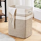 OIAHOMY Laundry Hamper-Laundry Basket,Tall Cotton Storage Basket with Handles,Decorative Blanket Basket for Living room,Colla