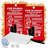 2 Pack Fire Blanket, 40” x 40” Fire Blankets Emergency for Home and Kitchen, Heat Insulation Designed & Flame Retardant Prote