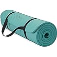 Gaiam Essentials Thick Yoga Mat Fitness & Exercise Mat with Easy-Cinch Yoga Mat Carrier Strap, 72"L x 24"W x 2/5 Inch Thick