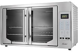 Oster Convection Oven, 8-in-1 Countertop Toaster Oven, XL Fits 2 16" Pizzas, Stainless Steel French Door