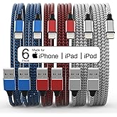 [Apple MFi Certified] 6Pack 3/3/6/6/6/10 FT iPhone Charger Nylon Braided Fast Charging Lightning Cable Compatible iPhone 14 P