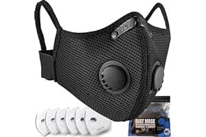 BASE CAMP M Plus Dust Mask, Breathable Reusable Face Mask with 6 Activated Carbon Filters for Woodworking Construction Mowing