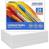 FIXSMITH Canvas Boards for Painting 9x12 Inch, Super Value 24 Pack Paint Canvases, White Blank Canvas Panels, 100% Cotton Pri