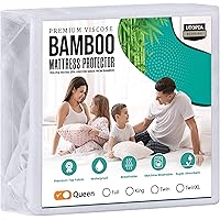 Utopia Bedding Waterproof Mattress Protector Queen Size, Viscose Made from Bamboo Mattress Cover, Breathable, Fitted Style wi