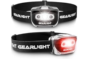 GearLight 2Pack LED Headlamp - Outdoor Camping Head Lamps with Adjustable Headband - Lightweight Battery Powered Bright Flash