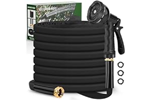 Garden Hose 100ft, Non-Expandable Hose with 10 Function Hose Nozzle,Flexible, Lightweight, Kink-Free and Easy Storage Water H