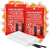 2024 Emergency Fire Blanket, 2 Pack Fire Extinguisher Blanket, Fire Suppression Blanket, Flame Retardant Blanket Fire Safety 