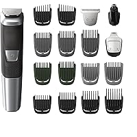 Philips Multigroom Series 5000, Corded/Cordless with 17 Trimming Accessories, DualCut Technology, Lithium-Ion and Storage Bag
