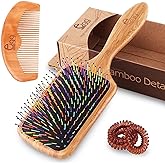 BLACK EGG Paddle Detangling Hair Brush for Women Girls, Rainbow Nylon Brush for Thick Thin Curly Hair, Includes Wooden Detang