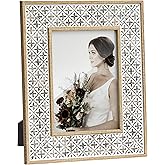 Afuly 5x7 Picture Frame Boho Picture Frames 3D Cross Pattern Distressed Moroccan Photo Frame Wall Desk Bohemia Home Office De