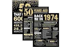 50th Birthday Decorations Back in 1974 Posters 3 Pieces 11 x 14 1974 Birthday Gifts for Men 50 Years Ago Party Decorations Su