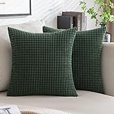 MIULEE Pack of 2 Pillow Covers 18 x 18 Inch Dark Green Super Soft Corduroy Decorative Throw Pillows Couch Home Decor for Spri